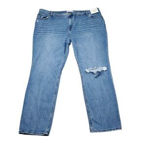 Abercrombie 90s Slim Straight Ultra High Rise Jeans Blue Ripped Y2K Size 24 37